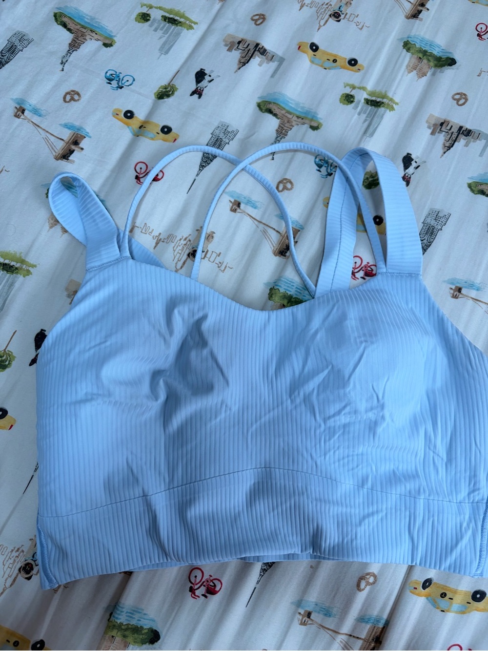 lululemon athletica Pale Blue Ribbed Strappy Sports Bra - Picture 2 of 2